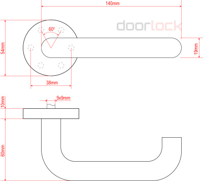 Ручка дверная DOORLOCK V S38/F/9/C PZ, черная